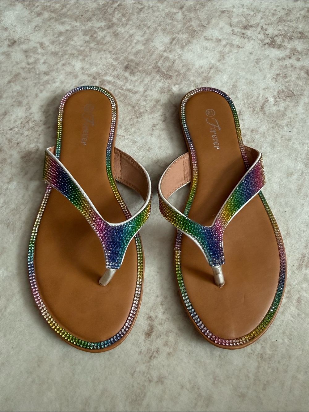Rainbow Forever Bedazzled Flip Flop Sandals